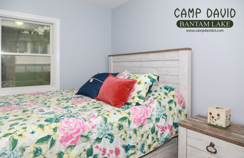 Cottage bedroom at Camp David Bantam Lake.