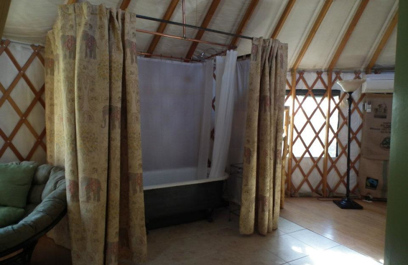 Yurt bath tub at Strawhouse Resorts.