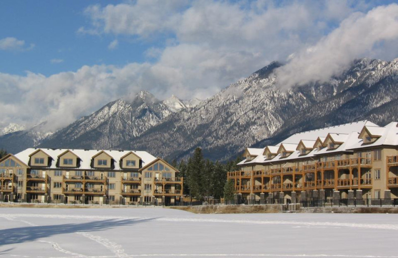 Winter resort view at Bighorn Meadows Resort.