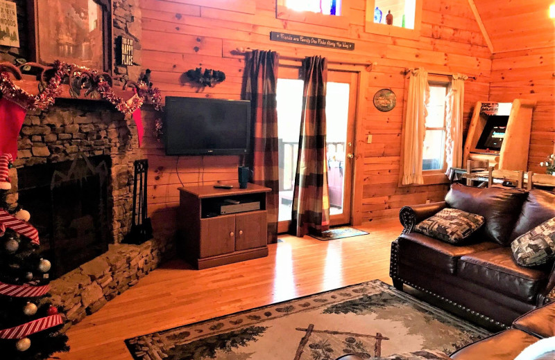 Cabin living room at Little Valley Mountain Resort.