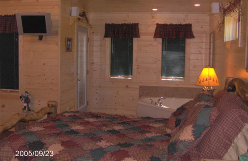 Cottage bedroom at Woodside Cottages of Bayfield.