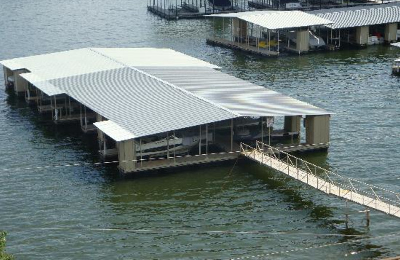 Covered docks at Kapilana Resort.
