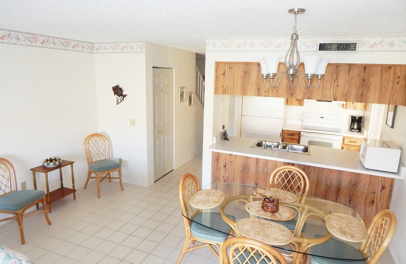 Rental kitchen at Family Sun Vacation Rentals.