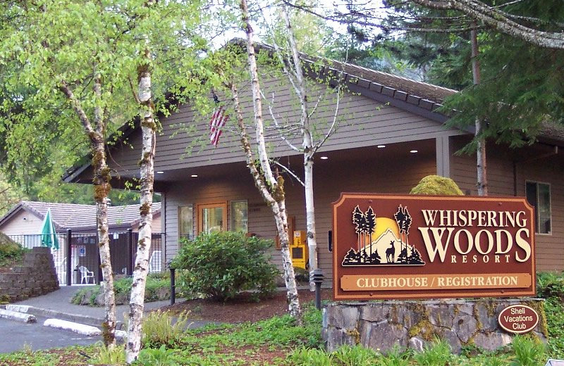 Exterior view of Whispering Woods Resort.