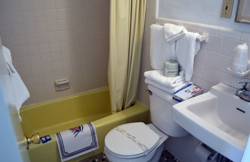 Guest bathroom at Diamond Crest Motel.