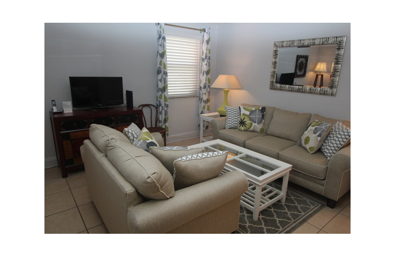 Guest living room at Gulf Winds Resort Condominiums.