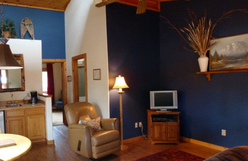 Guest room interior at Bristlecone Lodge.