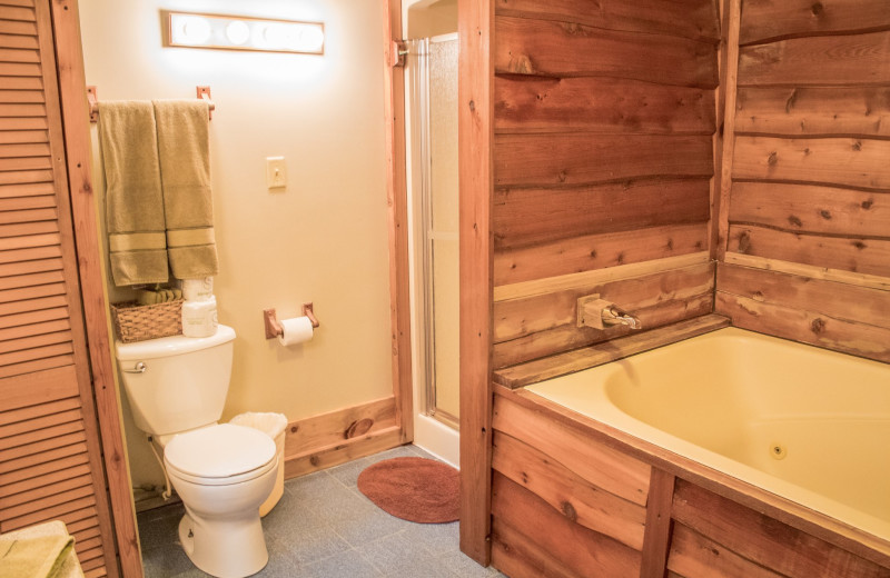 Cabin bathroom at Kishauwaus Starved Rock Area Cabins.