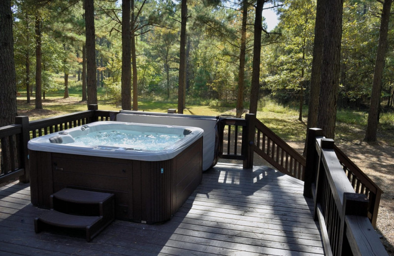 Rental hot tub at White Glove Luxury Cabins.