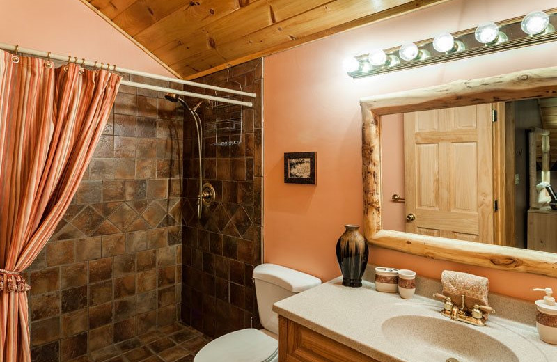 Cabin bathroom at Mountain Oasis Cabin Rentals.