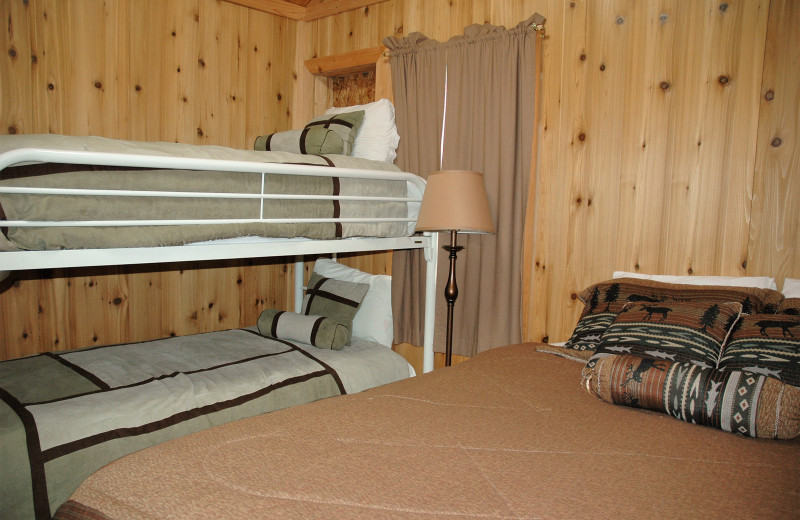 Cabin bedroom at Gwin's Lodge & Kenai Peninsula Charter Booking Service.