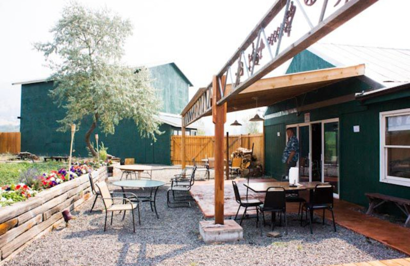 Restaurant patio at Hunter's Hot Springs Resort.