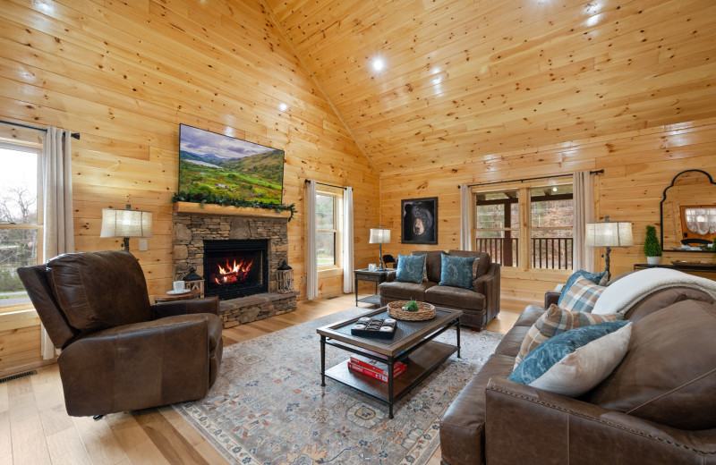 Cabin living room at Little Valley Mountain Resort.