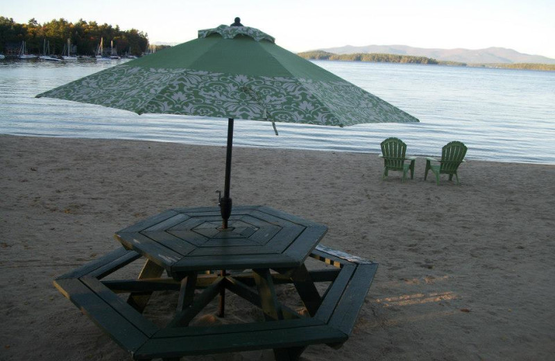 Picnic tables at Misty Harbor. 