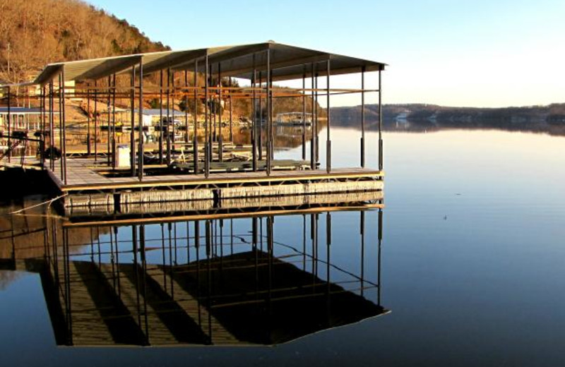 Covered docks at Sunset Inn Resort.