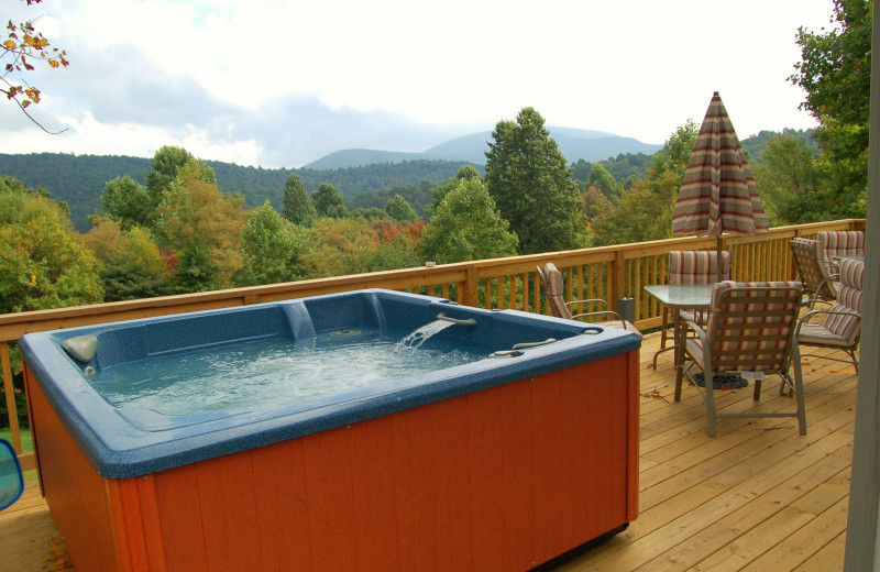 Cabin jacuzzi at Royal Oaks Cabins.