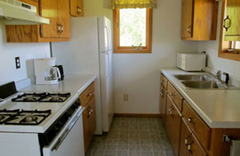 Cabin kitchen at Angle Outpost Resort & Conference Center.