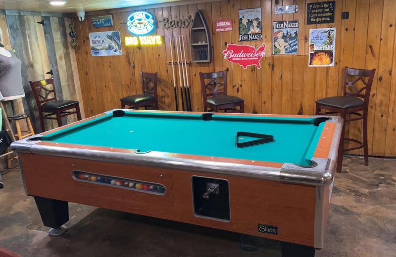 Billiard table at Bell's Resort Bar and Grill.