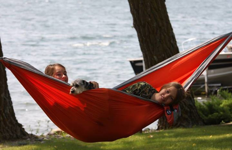 Relaxing by the lake at Big McDonald Resort.