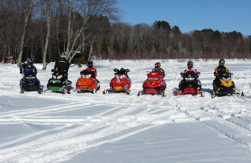 Snowmobile group at The Timbers Resort.