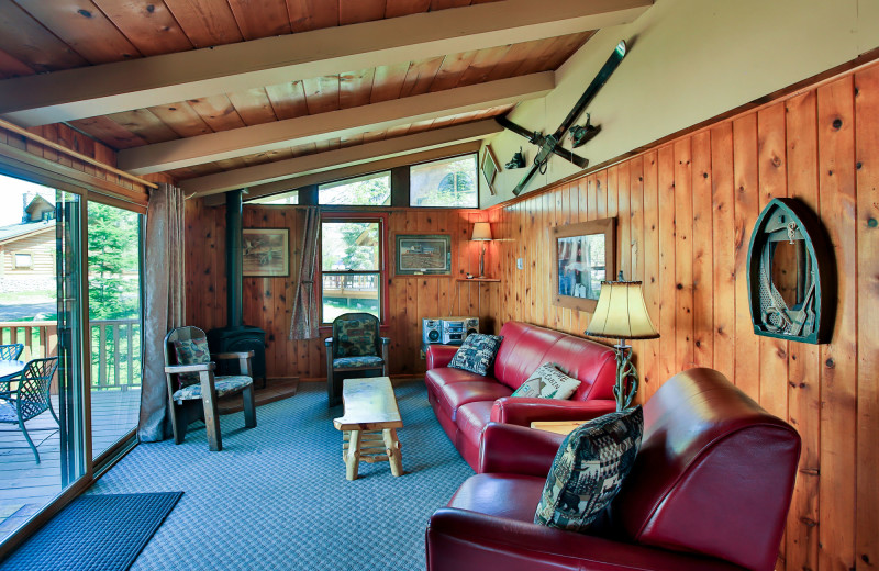 Cabin living room at Northern Lights Resort & Outfitting.