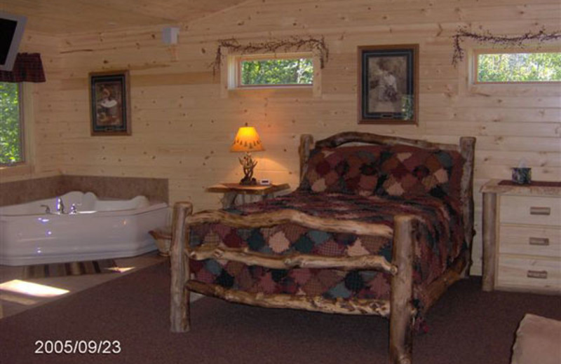 Cottage bedroom at Woodside Cottages of Bayfield.