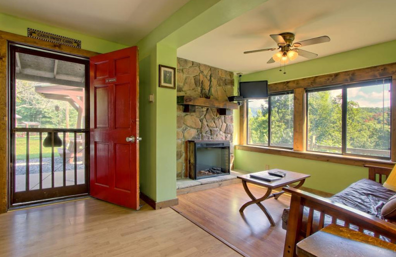 Cabin living room at Sunset Farm Cabins.