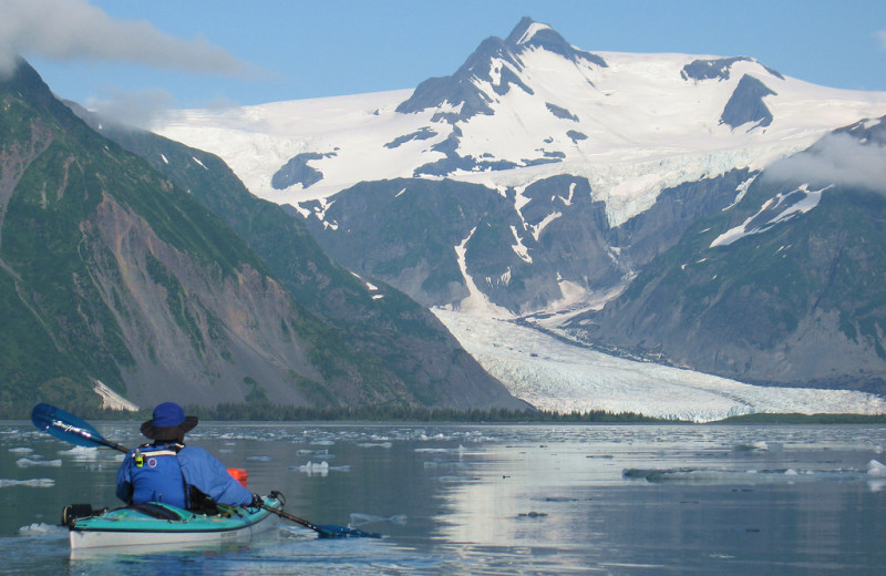 Kayaking at Kenai Fjords Glacier Lodge.