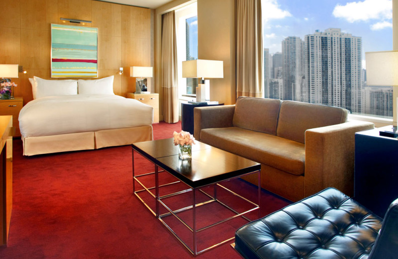 Guest room at Sofitel Chicago Water Tower.