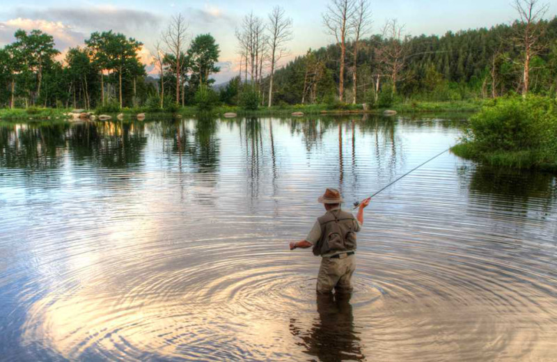 Fly fishing at Grand Timber Lodge.