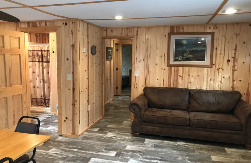 Cabin living room at Vacationland Resort.