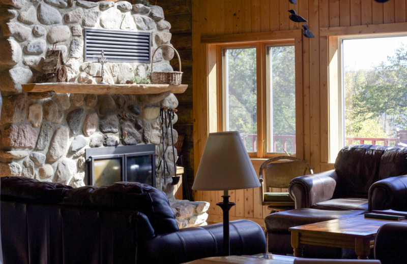 Cabin living room at Five Lakes Resort.