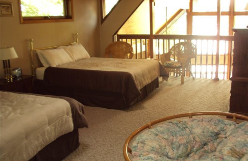 Cottage bedroom at Shawnee Bay Resort.