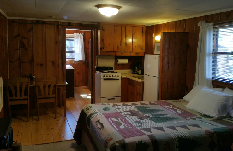 Cabin bedroom at Hidden Rest Resort.