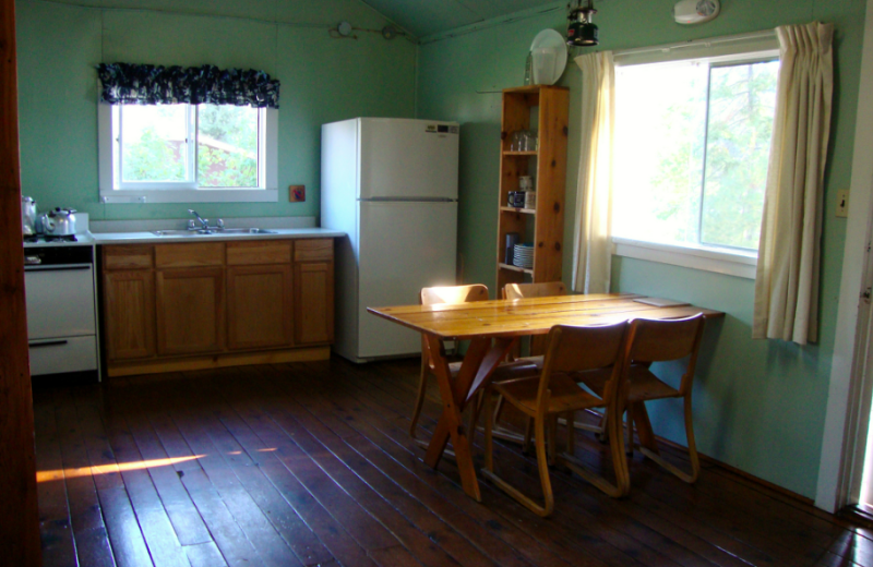 Cabin kitchen at Kipawa Lodge.