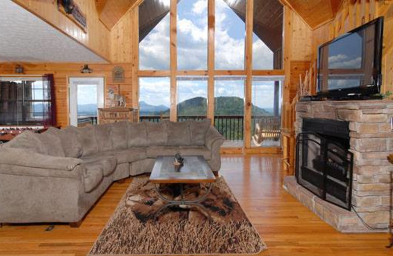 Cabin living room at Cabins For You.
