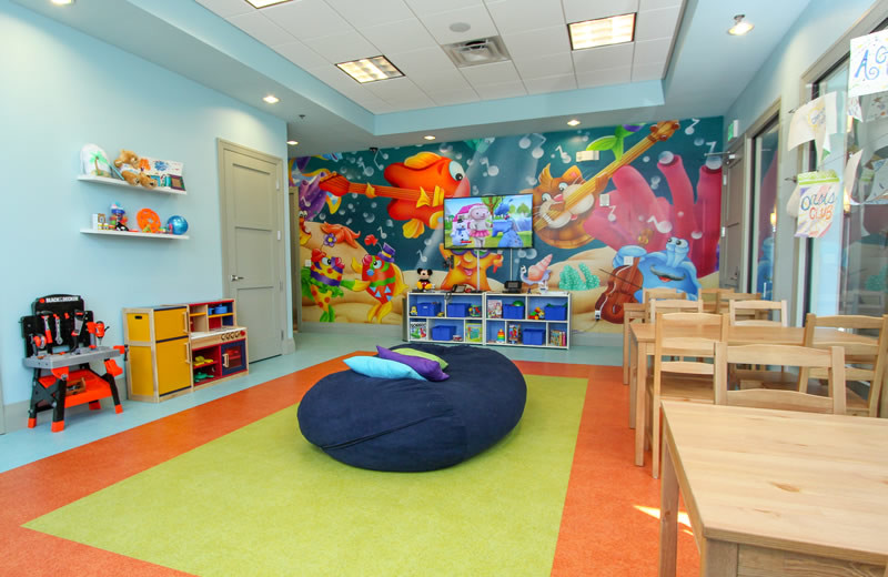 Resort kids game room at Vacation Pool Homes.