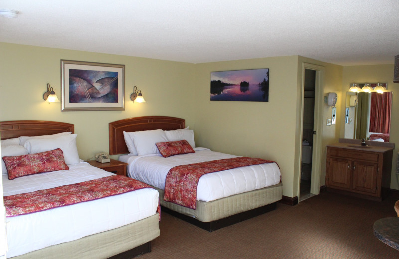 Guest room at Surfside on the Lake Hotel & Suites.