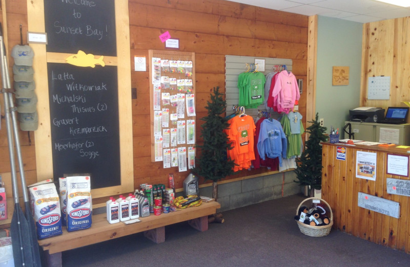 Gift shop at Sunset Bay Resort.