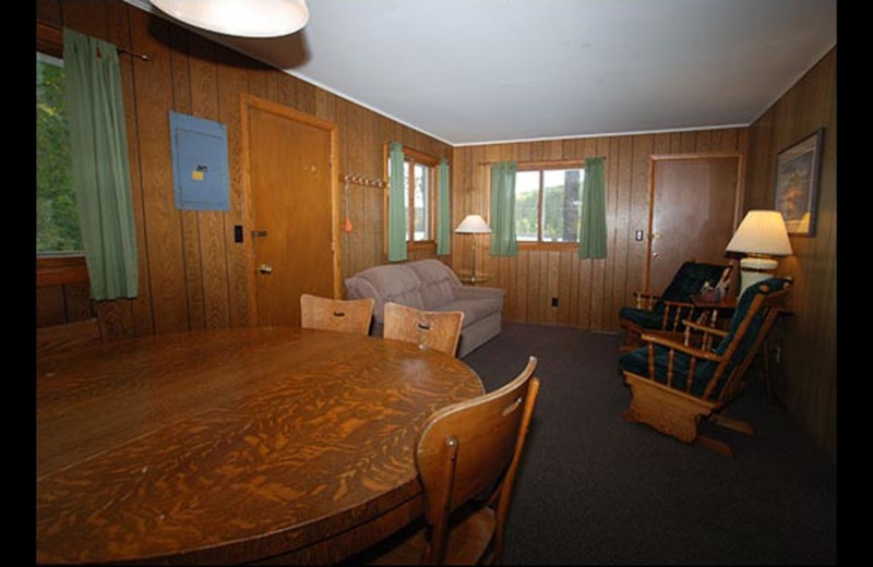 Cabin interior at Isle O' Dreams Lodge.