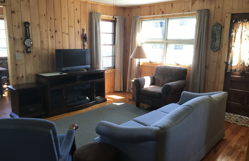 Cabin living room at Lake Leelanau Narrows Resort.