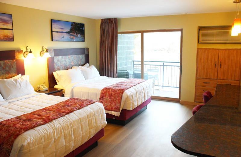 Guest room at Surfside on the Lake Hotel & Suites.