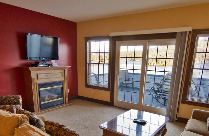 Guest living room at The Quarters at Lake George.