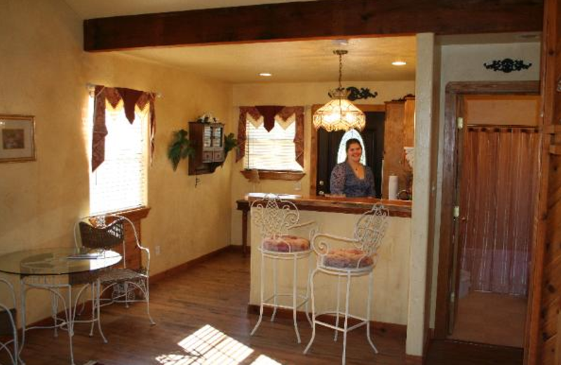 Guest room interior at Marks Overlook Lodge.