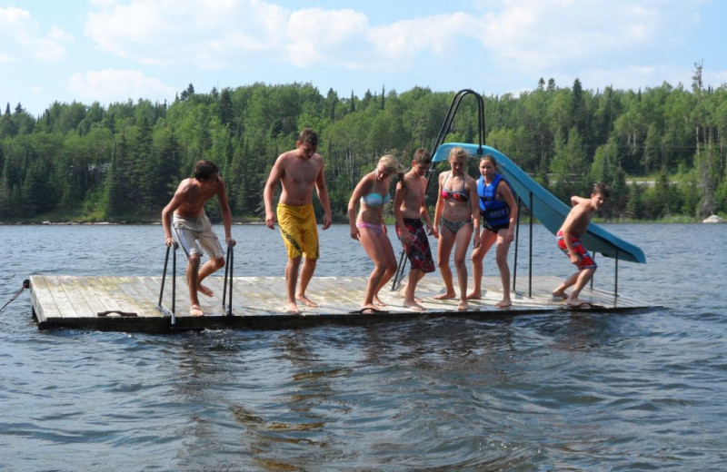 Swim dock at Rainbow Point Lodge.