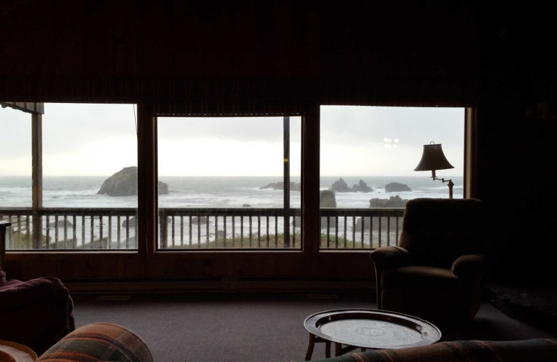 Beach view at Sunset Oceanfront Lodging.