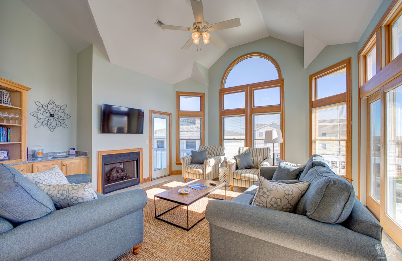 Rental living room at Outer Beaches Realty.