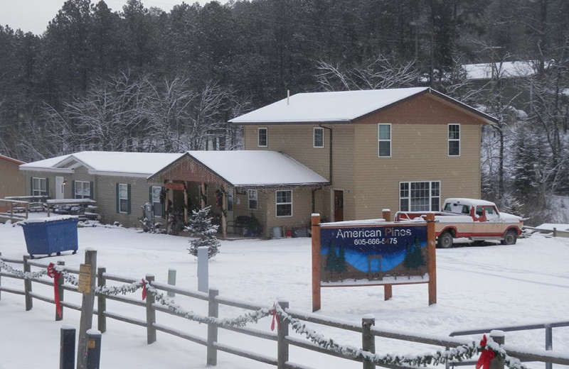 Exterior view of American Pines Cabins.