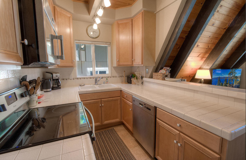 Rental kitchen at Lake Tahoe Accommodations.