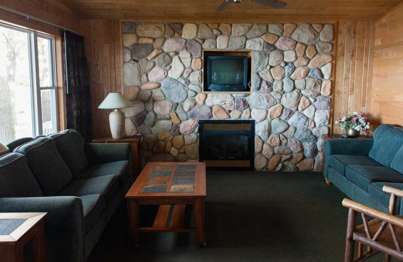 Cabin living room at Gull Lake Resort.